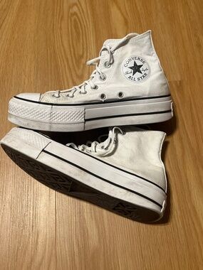 Converse All Star High Top White Platform Sneakers, size 6.5
